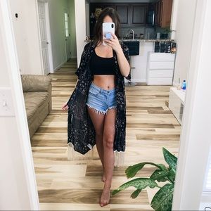 Hollister Long Black Floral Kimono